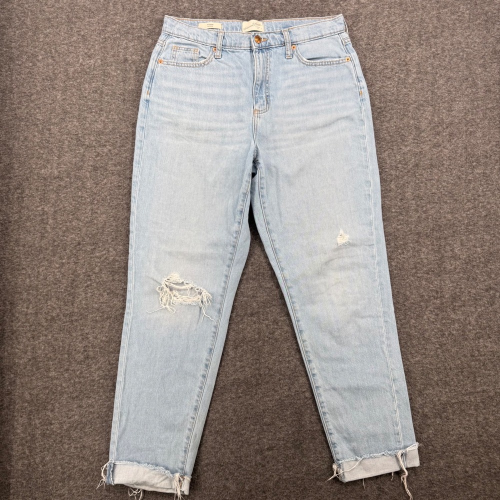 Universal Thread Womens Light Wash Distressed Boyfriend Jeans 2/26R High Rise